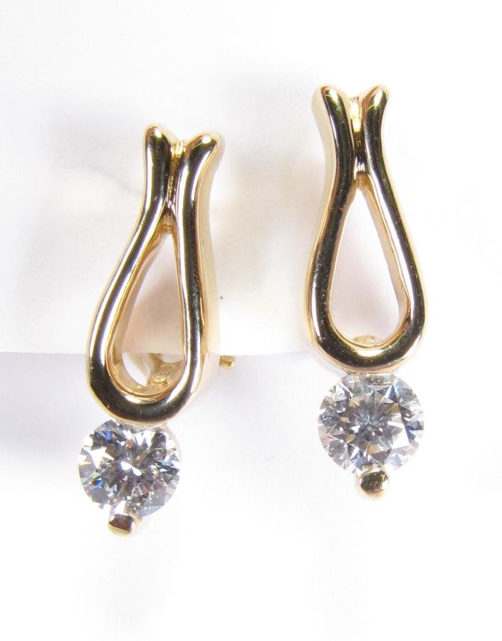 18K YG Tear Drop Diamond Earrings (1 of 2)