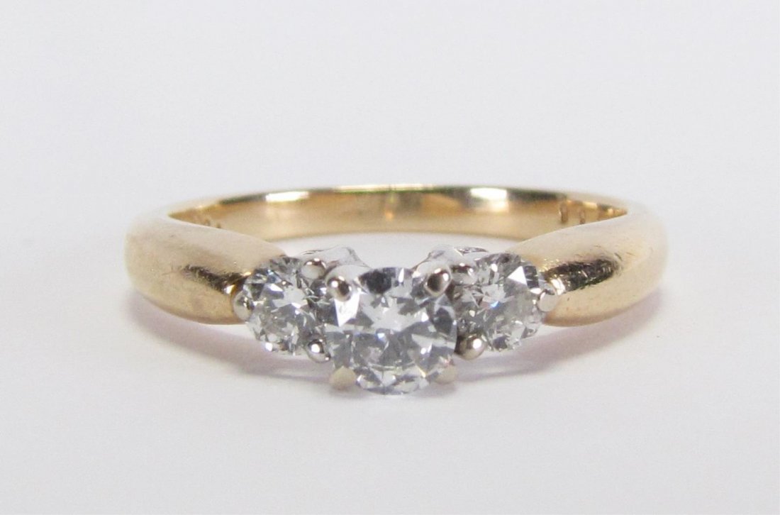 14K Yellow Gold Lady's Three Diamond Ring (1 of 4)