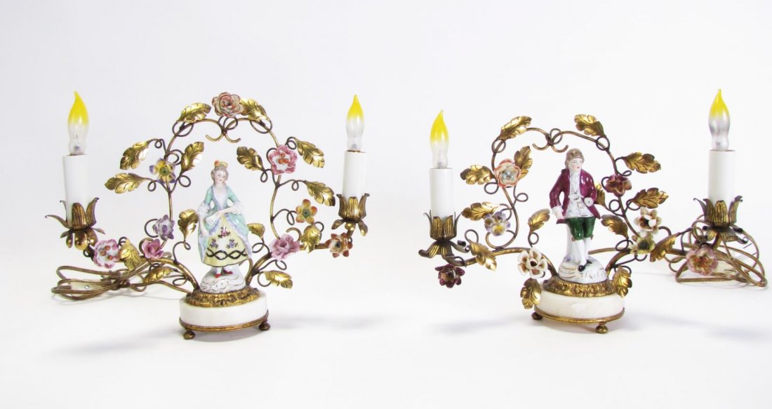 Pair of Cast Metal Figural Boudoir Lamps (1 of 6)