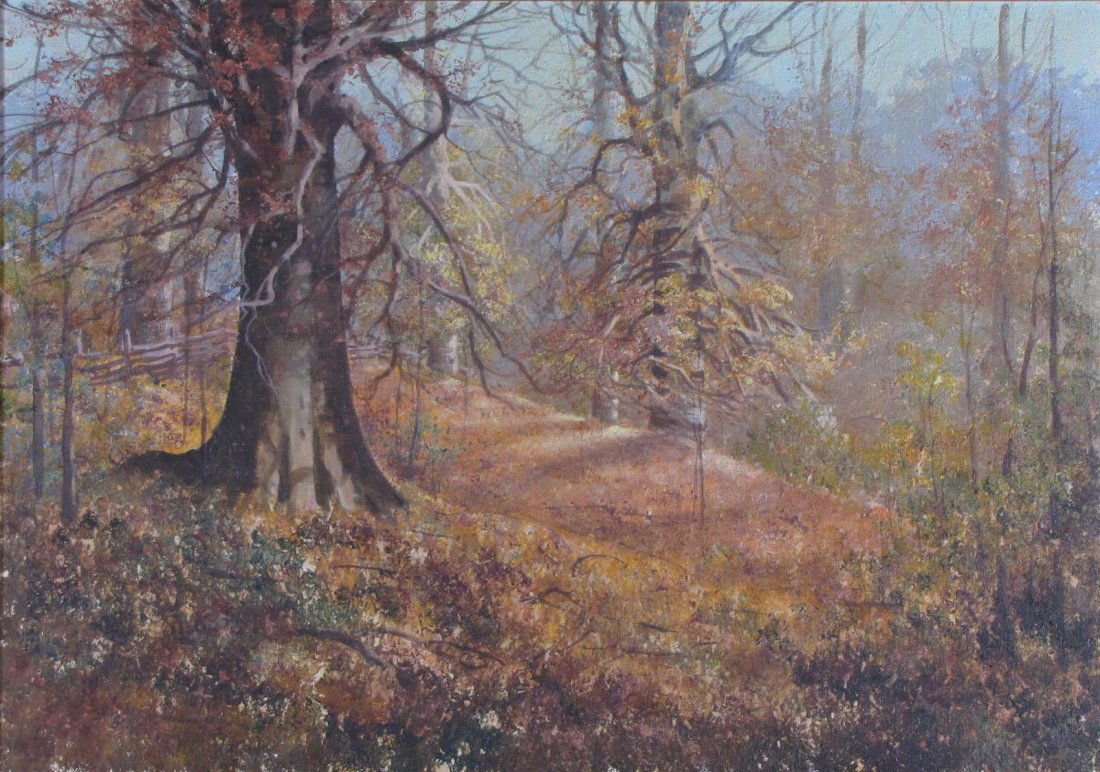 Wm A Eyden, Jr 24x34 O/C Autumn Interior Woods (1 of 2)