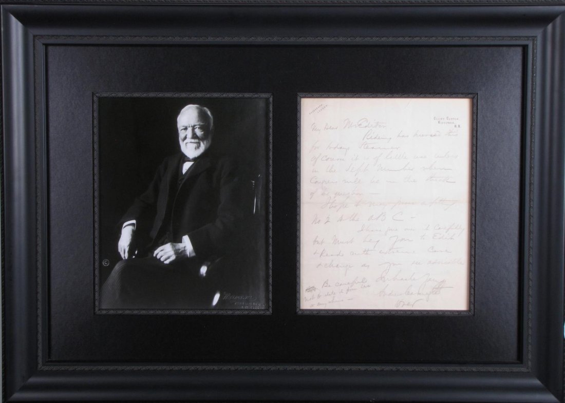 Andrew Carnegie Photo, Signed Letter (1 of 5)