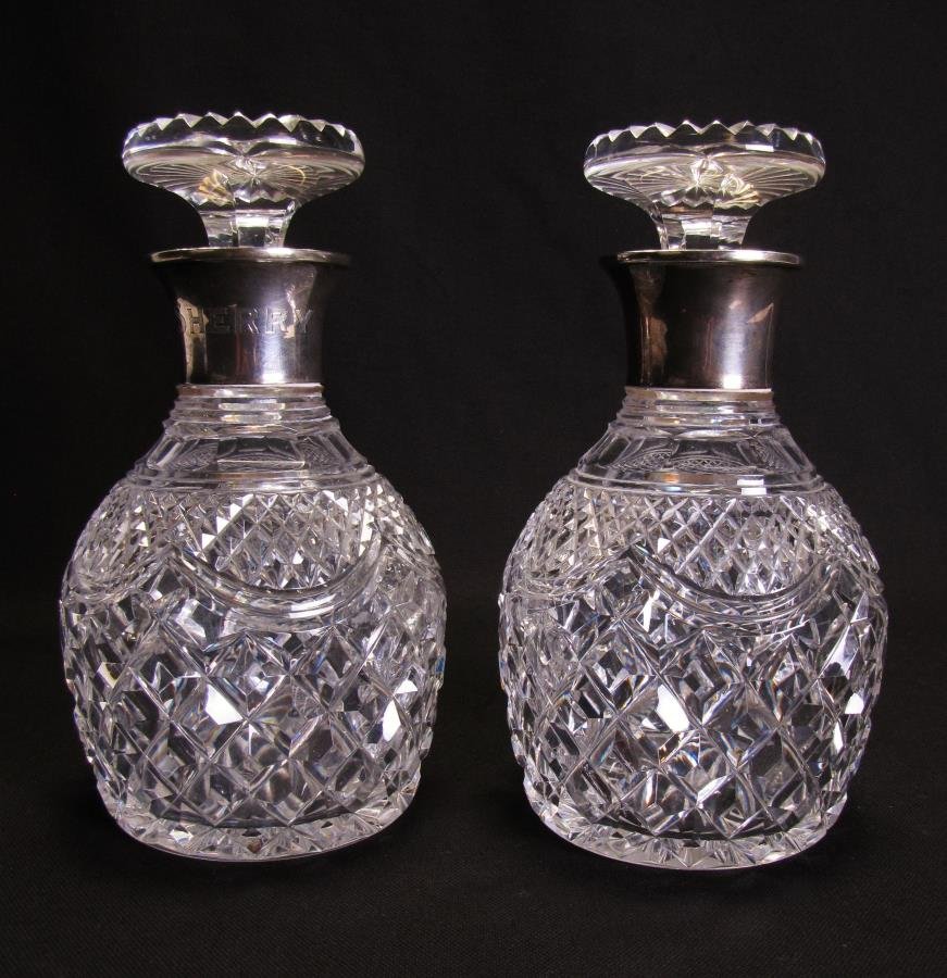 Pair of Stuart Crystal and Sterling Decanters (1 of 7)