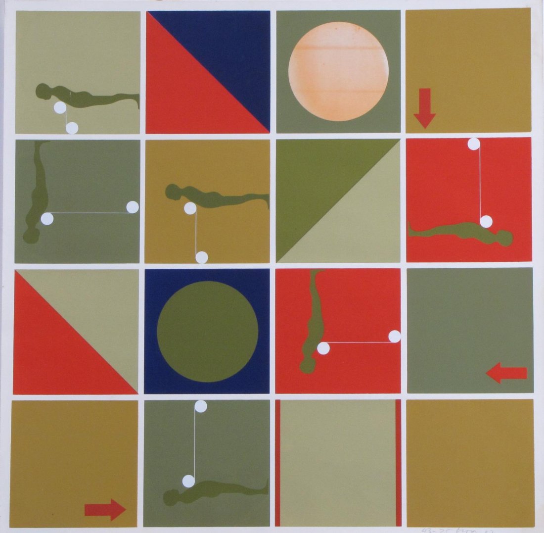 Limited Edition Silkscreen Print, Trova: A limited edition silkscreen print, by Ernest Trova (American, 1927-2009) from Falling Man series, signed in lower margin, #43/75, dated 1967, paper embossed Screencraft Co, St Louis, paper size 24 x