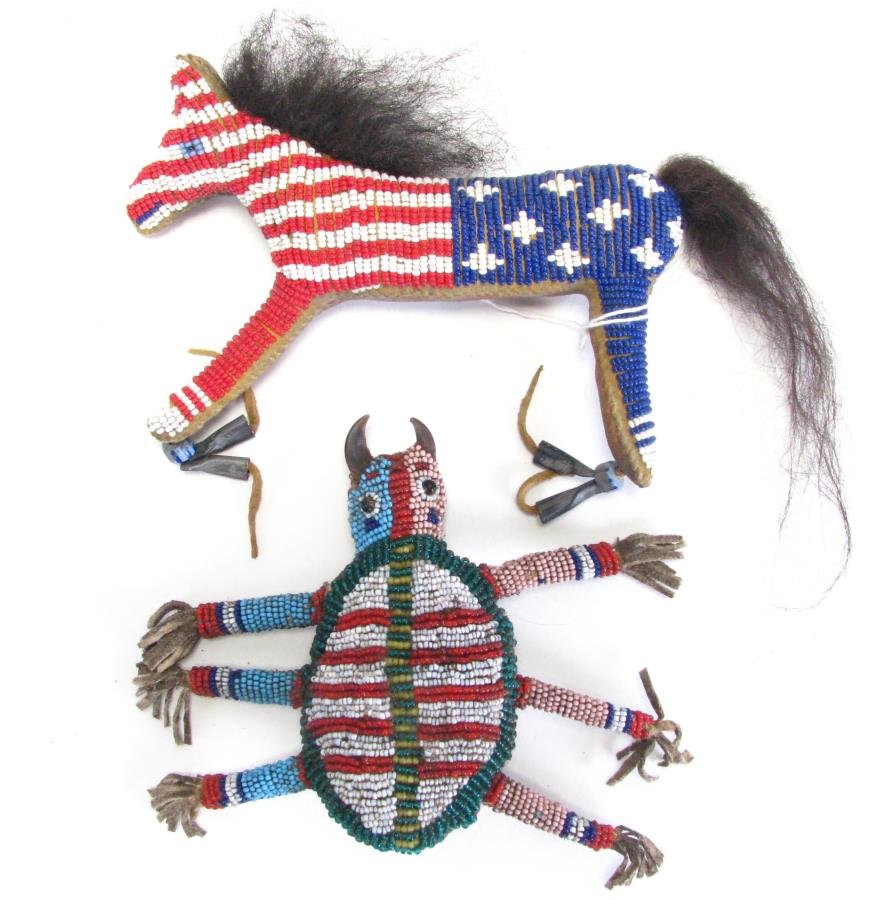 Plains Indian Beaded Horse and Beetle Fetishes (1 of 6)