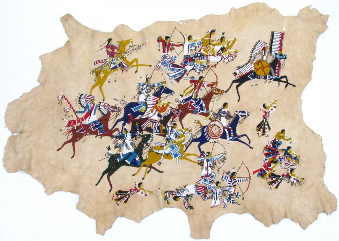 Native American Beaded Deerskin Wall Hanging (1 of 10)