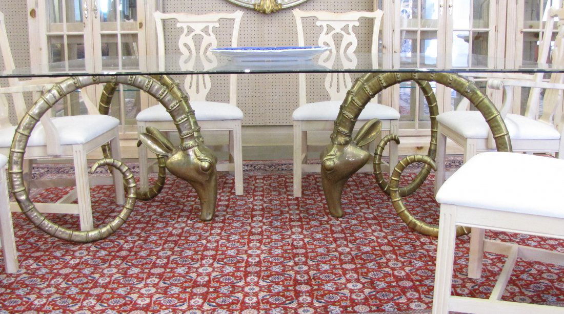 Leon Francois Chervet Ram's Head Dining Table, Chairs (1 of 6)