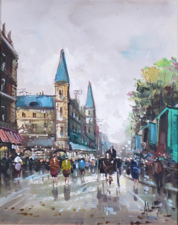 Vintage Decorator O/C, Italian Street Scene (1 of 3)