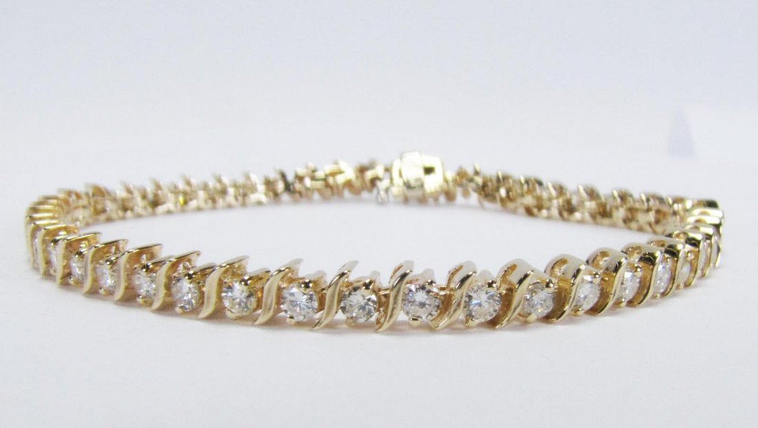 14K Yellow gold Diamonds S Link Bracelet (1 of 3)