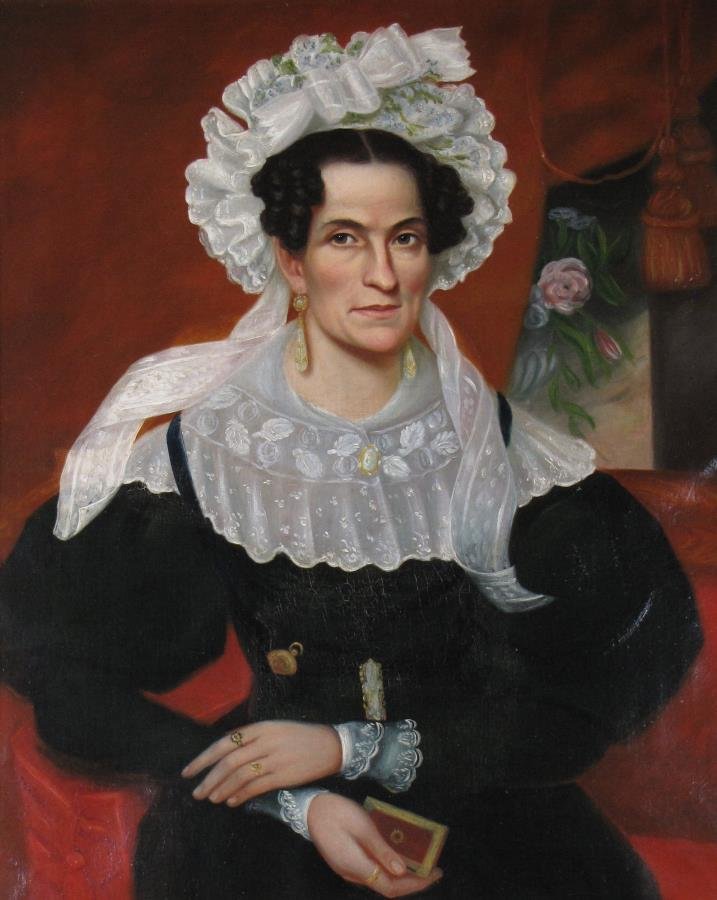 Antique 36x29 O/C Portrait of M Hilland (1 of 2)