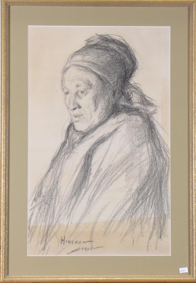 Glen C Henshaw 21x13 Charcoal Portrait of Woman (1 of 3)