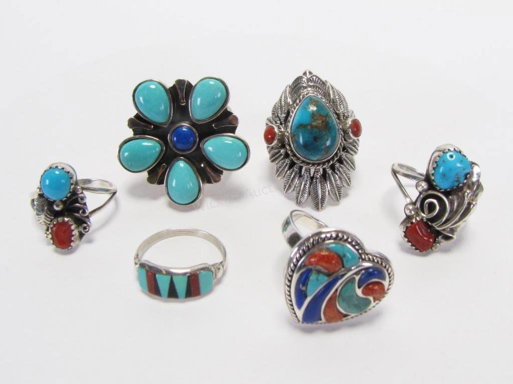 Six Sterling Silver Multi-Stone Rings (1 of 3)