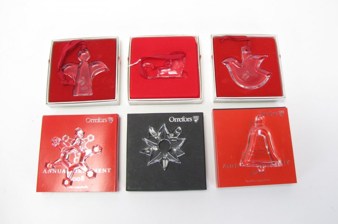 Six Orrefors Crystal Annual Ornaments (1 of 3)