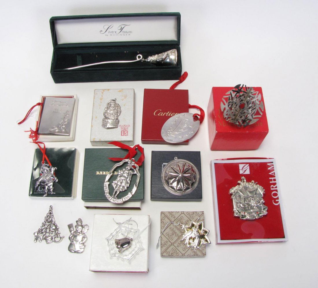 Group of Silverplate Ornaments and Candle Snuffer (1 of 4)