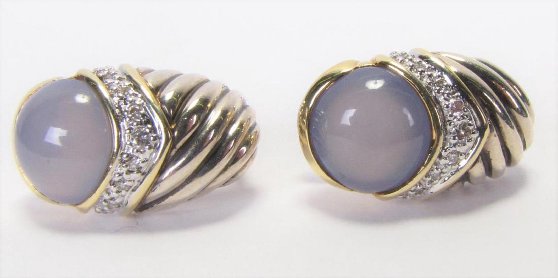 18K, Sterling Yurman Chalcedony, Diamond Earrings (1 of 2)