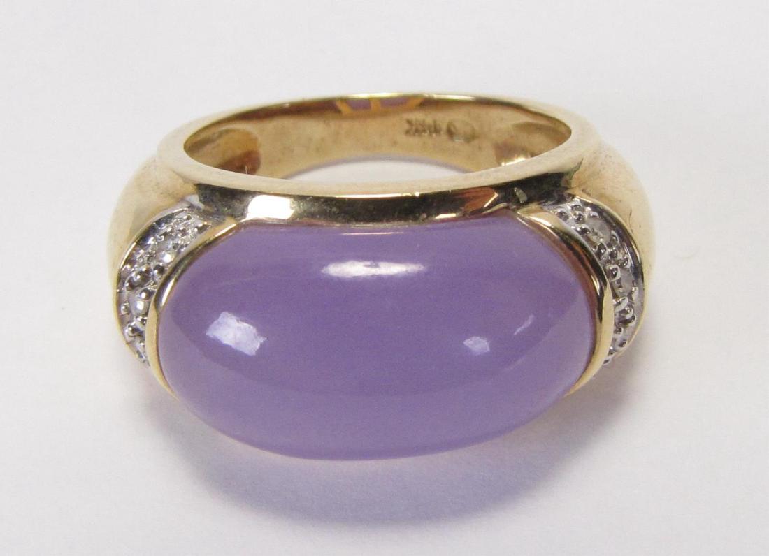 14K Yellow Gold Purple Jadeite, Diamond Ring (1 of 3)