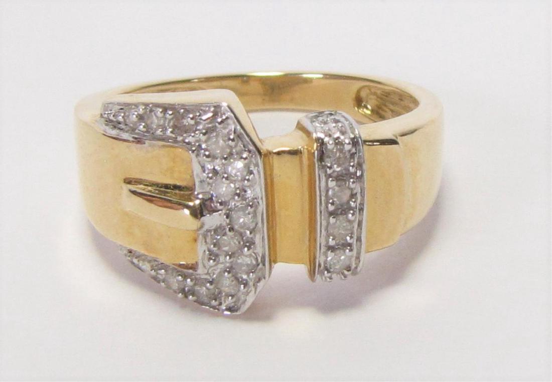 14K Yellow Gold Diamond Buckle Ring (1 of 3)
