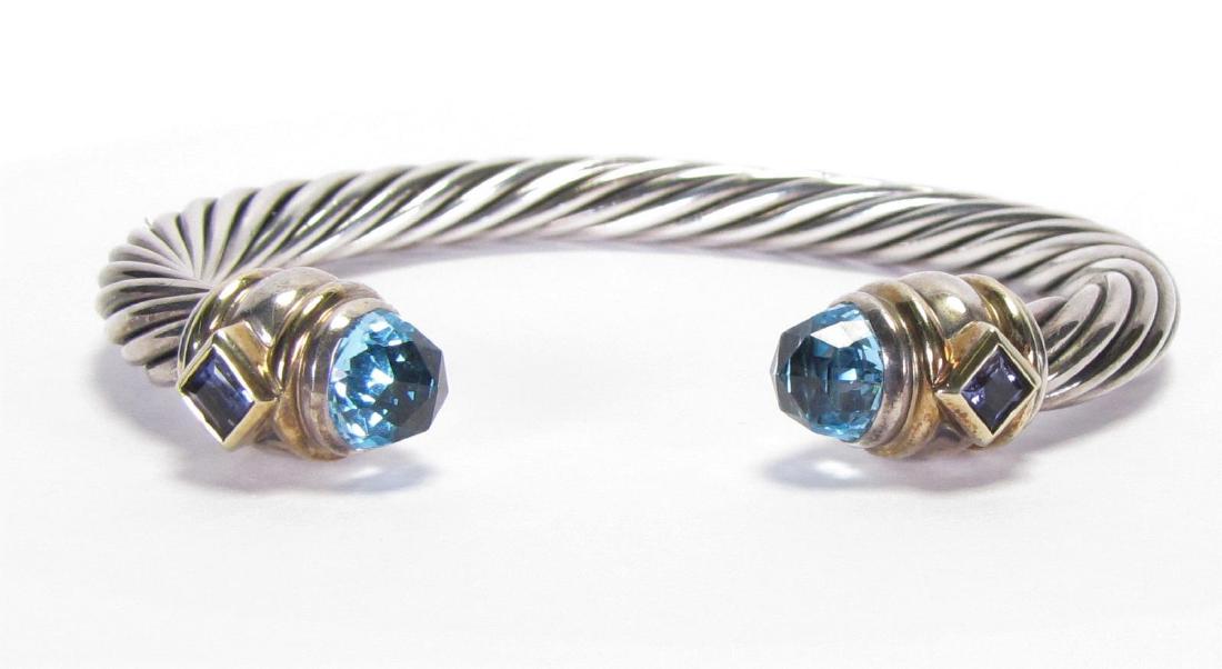 Yurman .925 and 14K Topaz, Amethyst Cuff Bracelet (1 of 6)