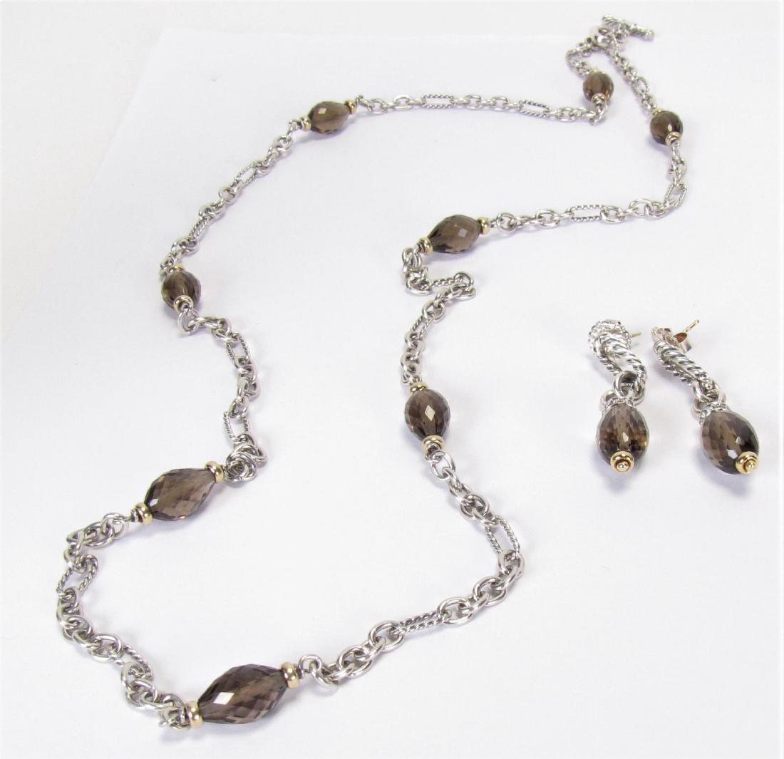 David Yurman Smoky Quartz Necklace and Earrings (1 of 4)