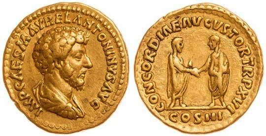 gold aureus of Marcus Aurelius and Lucius Verus 7,22gr (1 of 1)