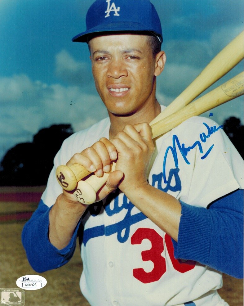 Signed 8x10 LA Dodgers Maury Wills - JSA COA (1 of 1)