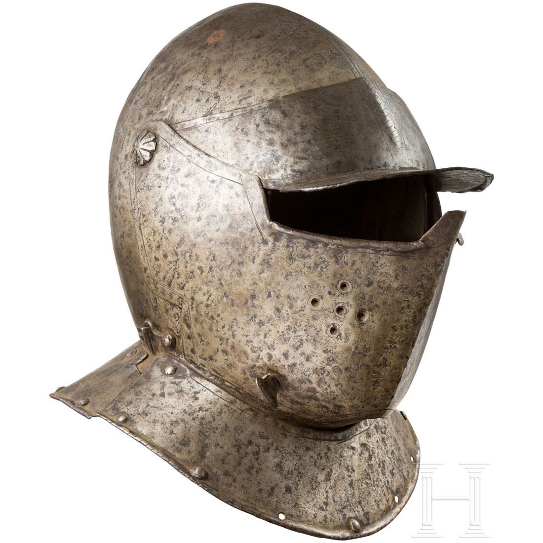 A German heavy close helmet, c. 1620 (1 of 3)