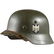 An M 35 steel helmet for the Army with both badges