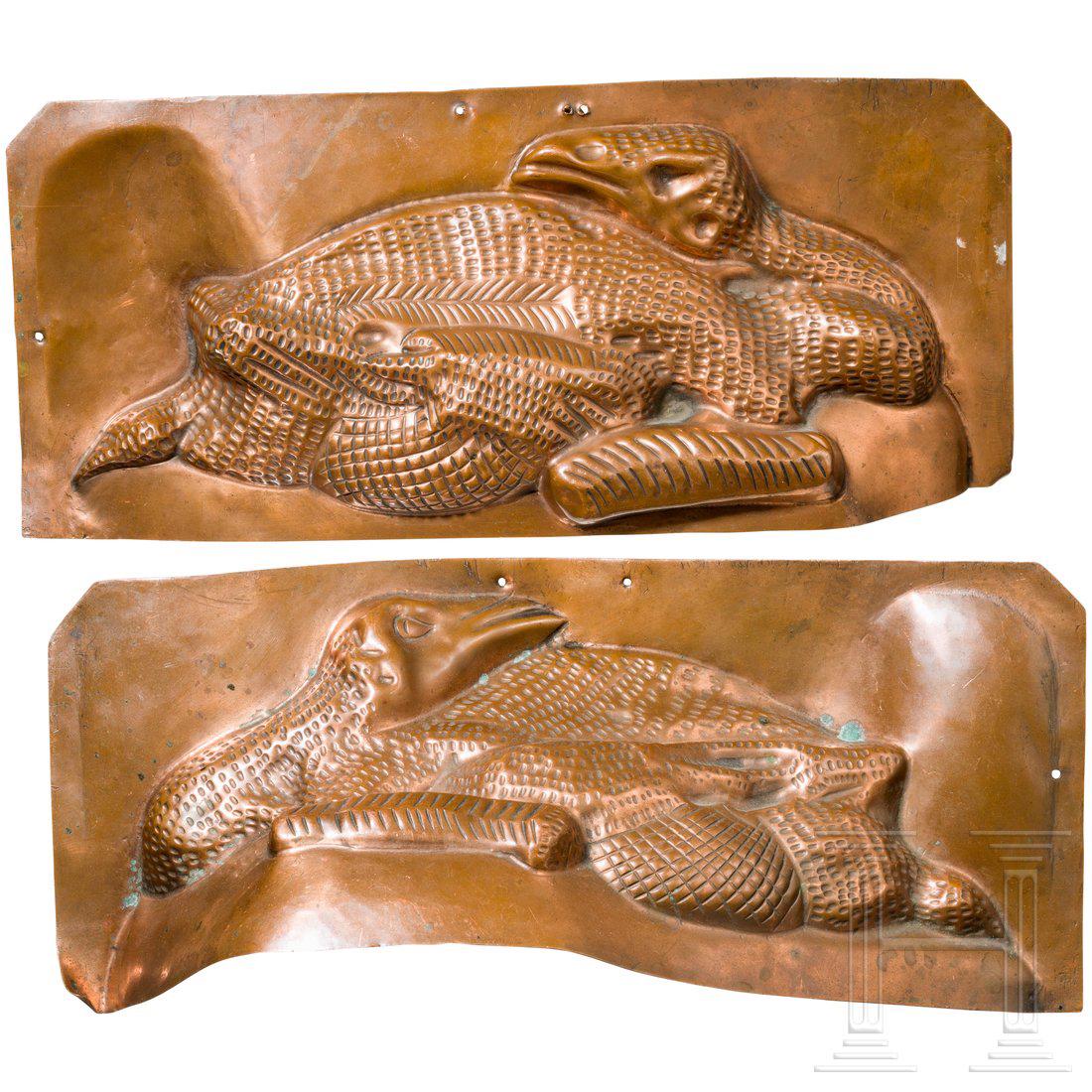 A rare copper model in shape of a guinea fowl, Italy, (1 of 2)