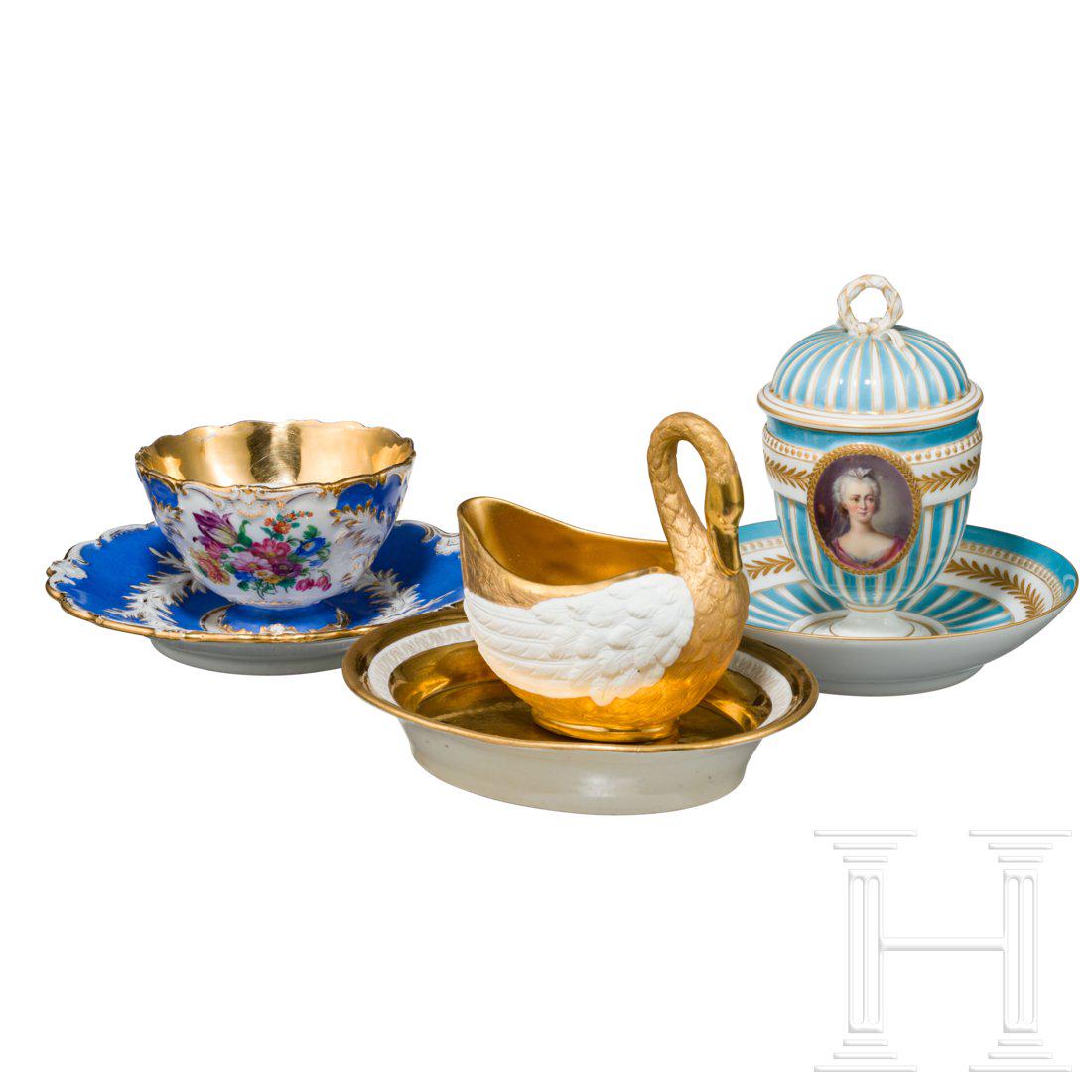 Three porcelain cups from Sevres and Meissen, 19th (1 of 5)