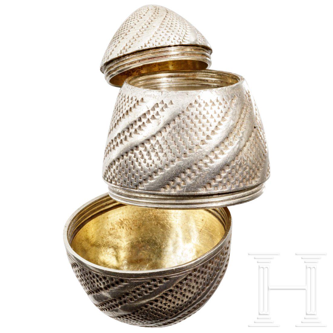 A silver perfume egg, Nuremberg, 18th century (1 of 3)