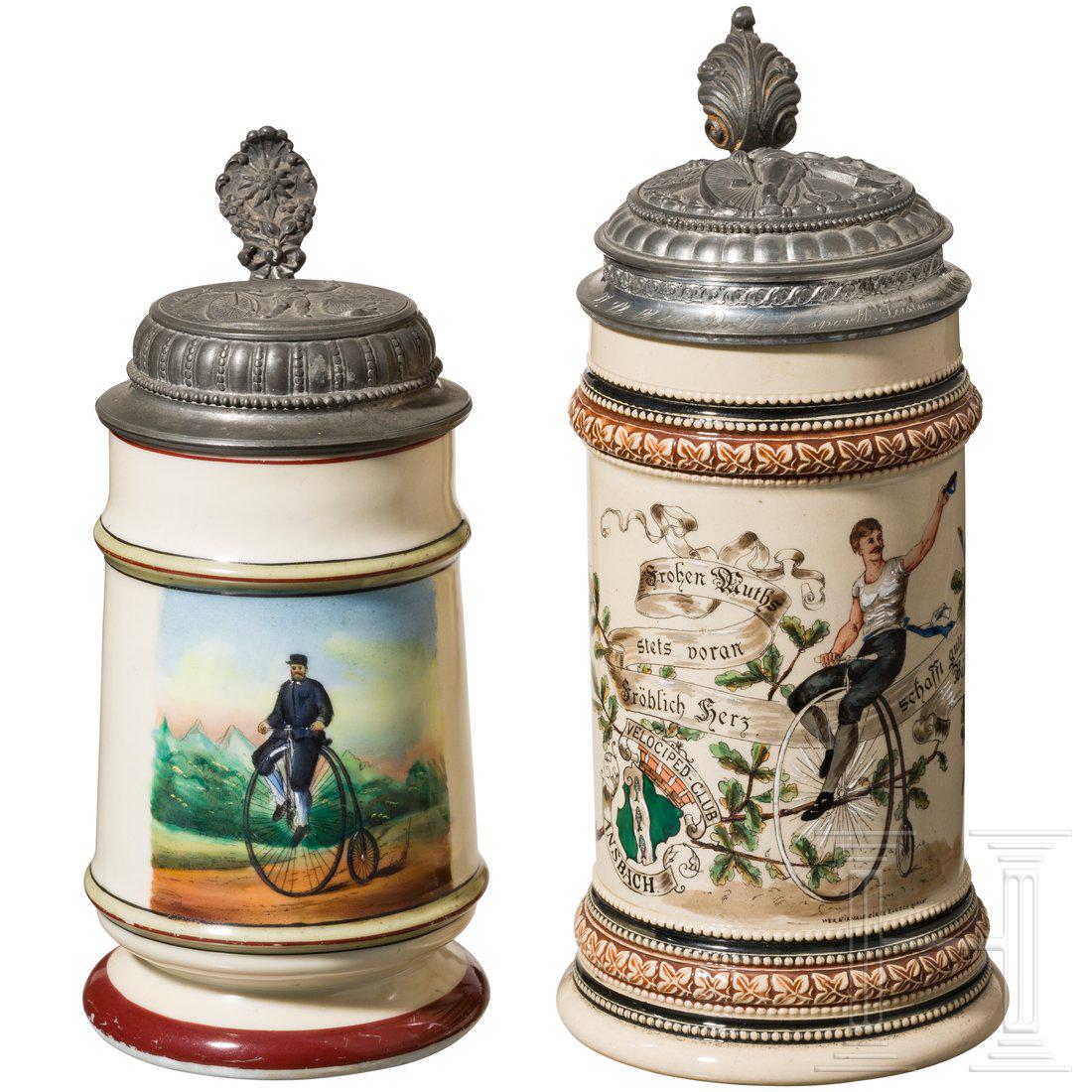 Two Hochrad-motif jugs, late 19th century (1 of 4)