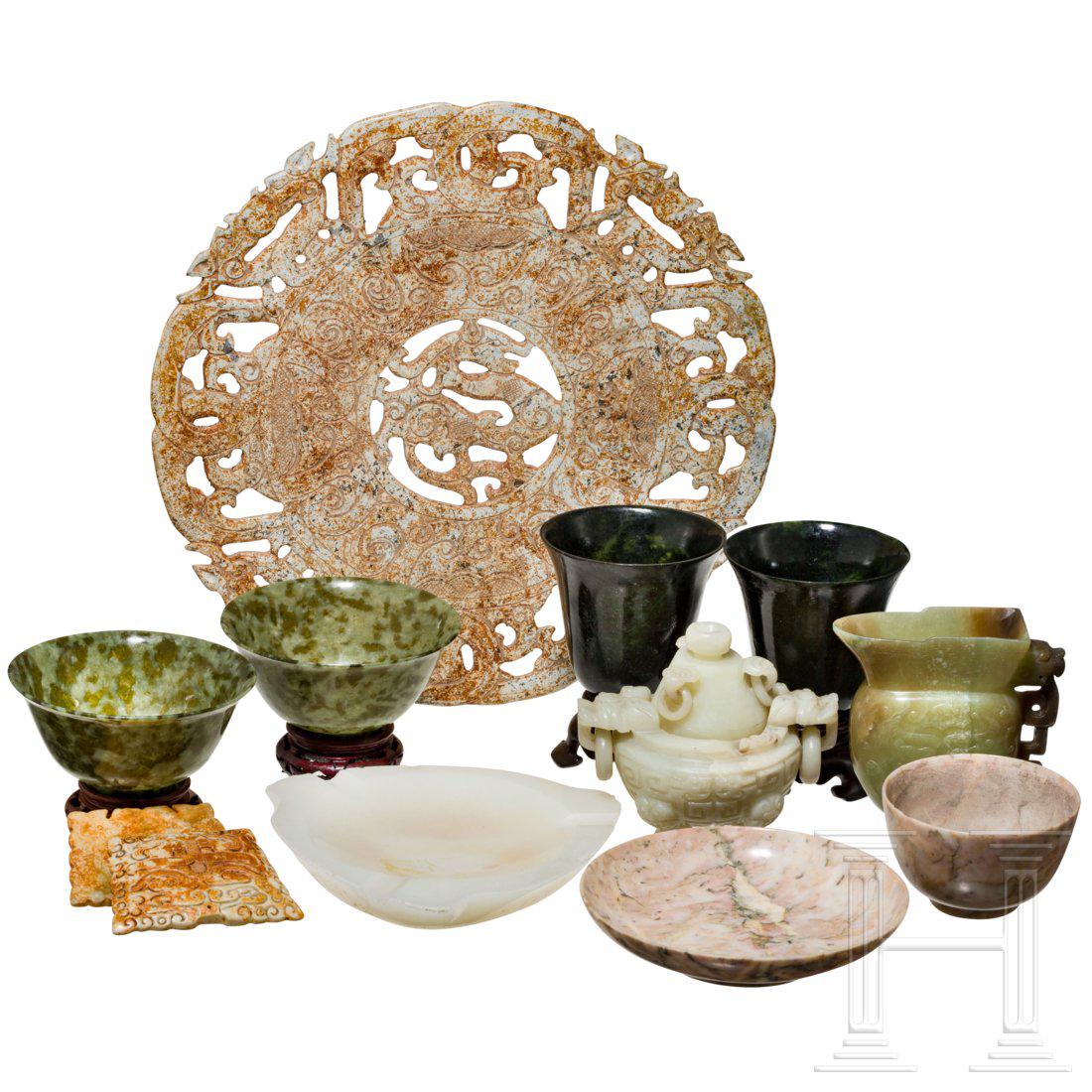 Eleven decorative Chinese objects including four jade (1 of 1)