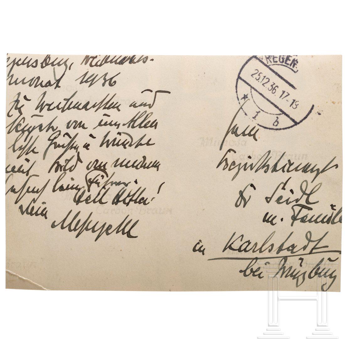 Adolf Hitler - Unterschrift auf Fotografie: Tinte, darunter handschriftlich ergÃ¤nzt "Obersalzberg 28.7.36". RÃ¼ckseite beschriftet "..Zu Weihnachten aus .. von uns Allen beste GrÃ¼ÃŸe u. WÃ¼nsche mit Bild von meinem Besuch beim FÃ¼