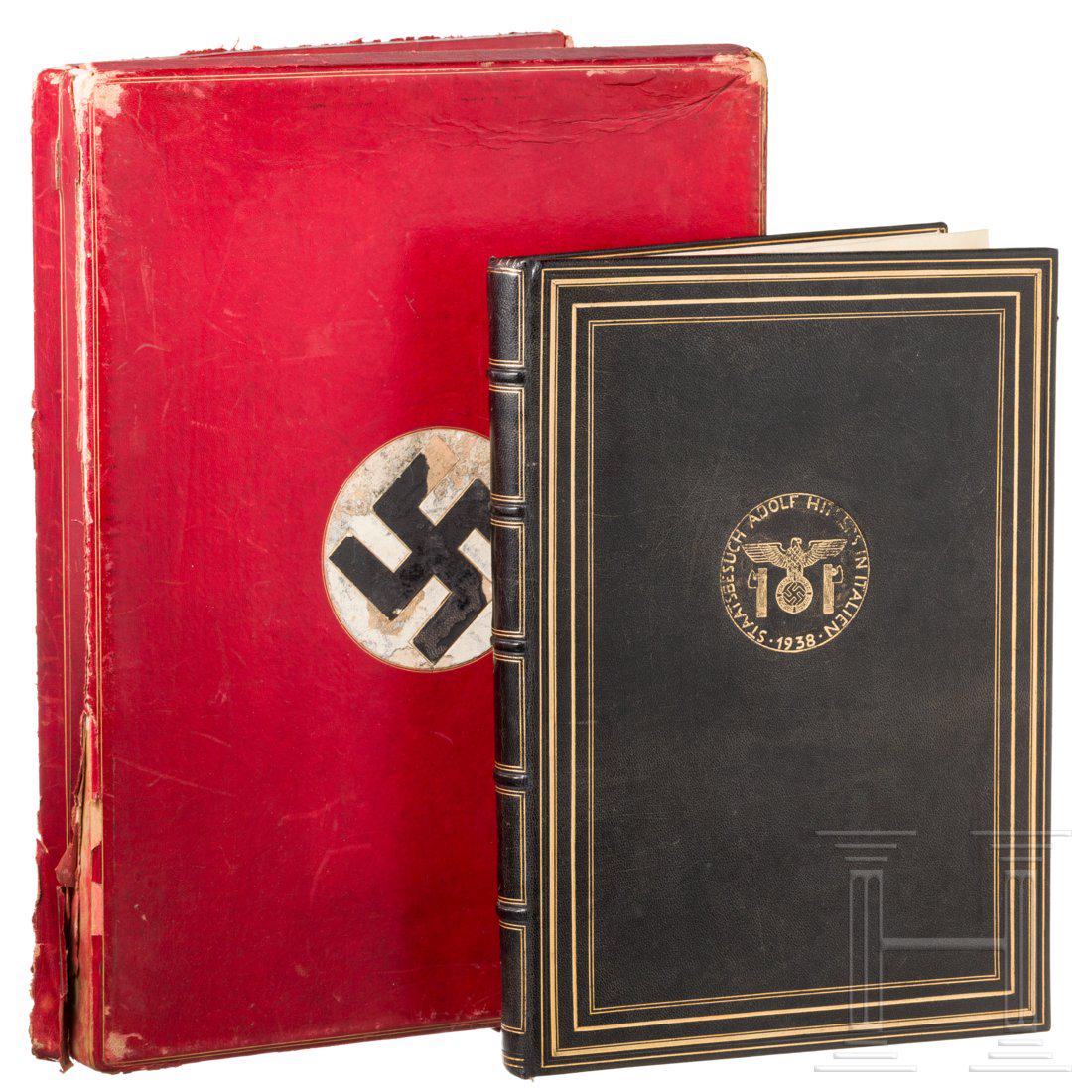 A splendid honour book of the NSDAP-AO Italy on: Magnificent presentation volume with the signatures of all members of the Local Groups Milan (334), Rome (184), Turino (82), Genoa (65), Merano (61), Naples (88), Venice (42), Trieste (28), Florence (