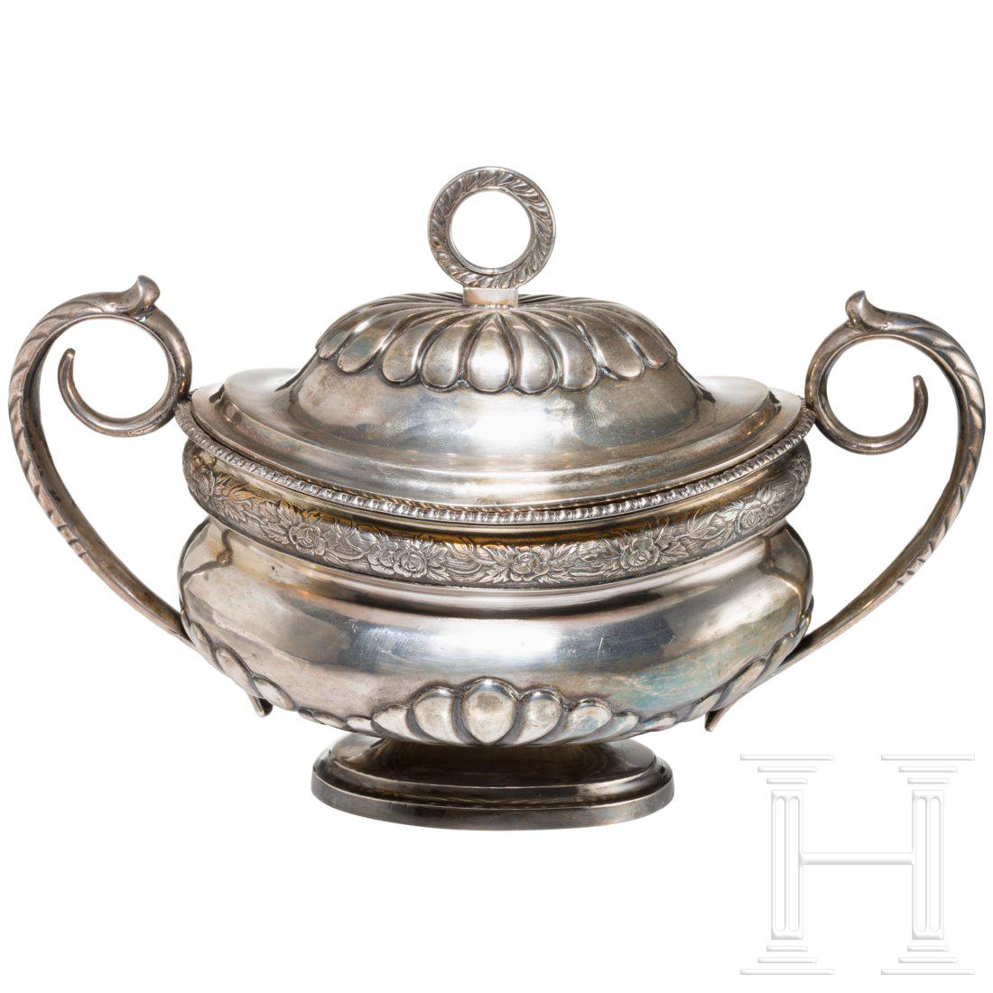 A large silver sugar box, ca. 1850 (1 of 3)