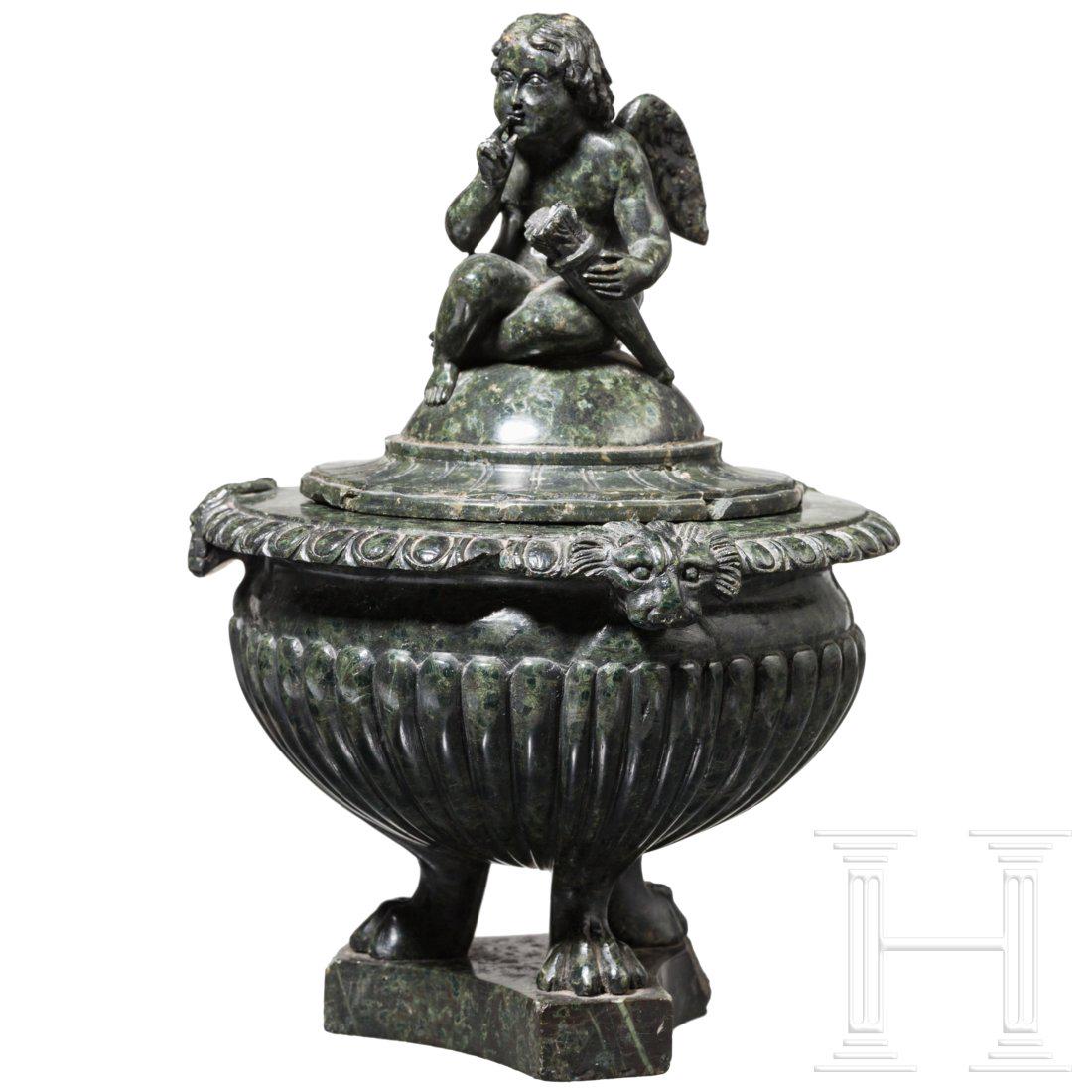 A small serpentine desk decoration, probably German, (1 of 3)