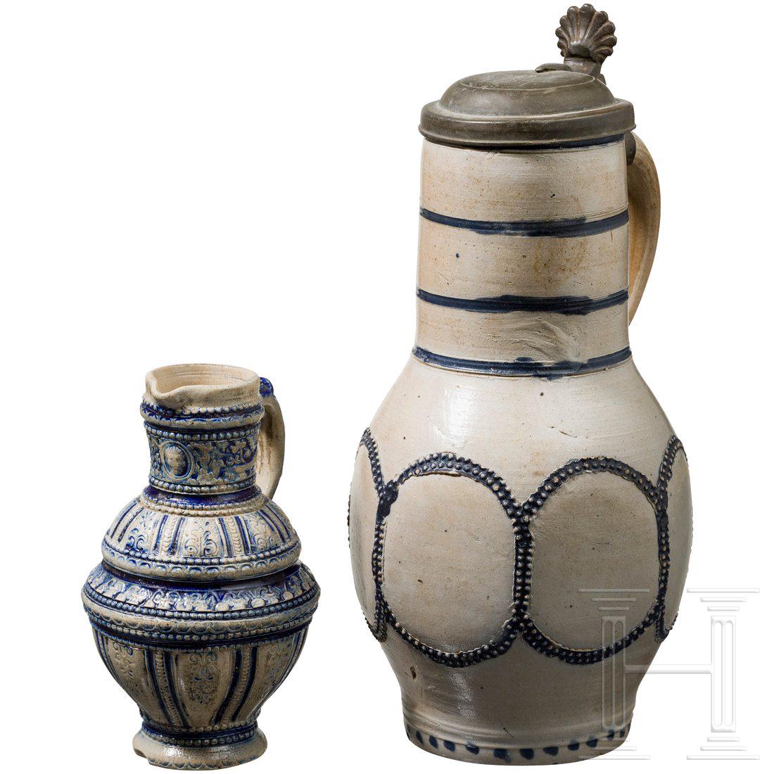 Two German stoneware jugs, Westerwald, 18th/19th (1 of 2)