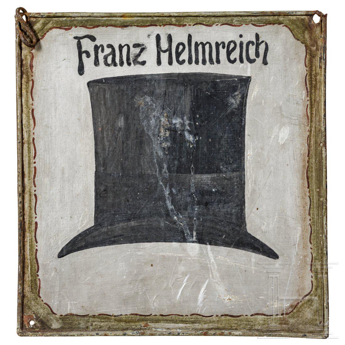 A German hatter's shop sign, dated 1877 (1 of 2)