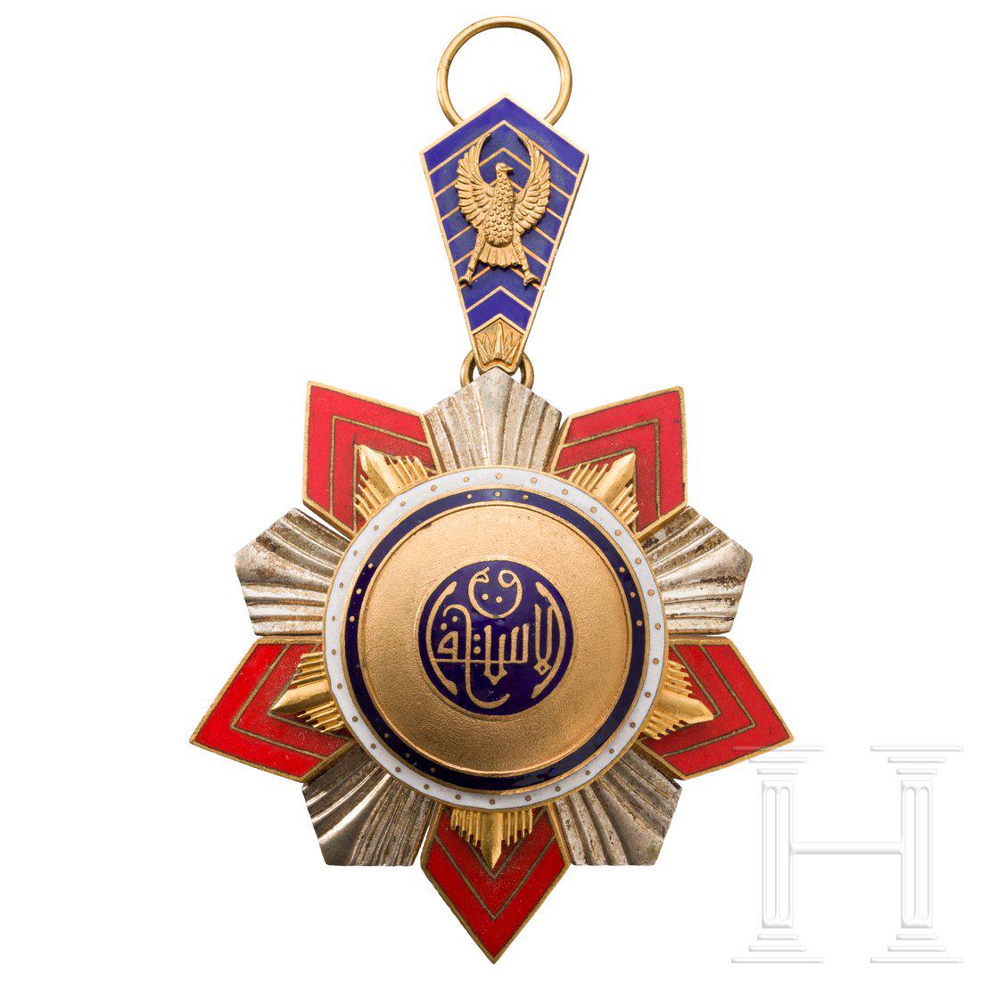 Egypt - Order of Independence - Grand Cross: Silber, teils vergoldet und Emaille, ungepunzt. Durchmesser 65 mm, Gewicht 72,97 g.Condition: II +