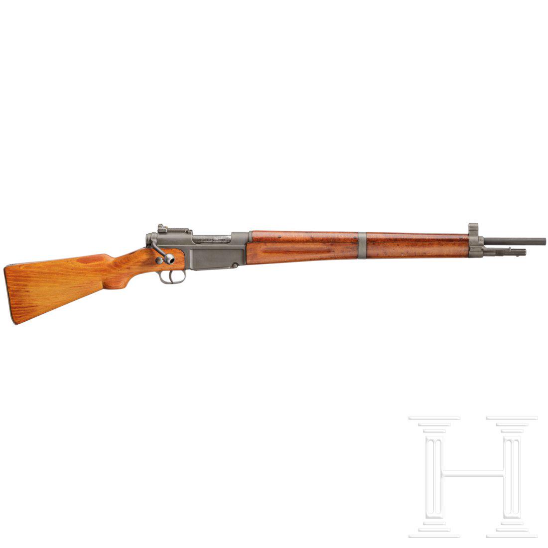 Karabiner MAS Mod. 36: Karabiner MAS Mod. 36 Cal. .308Win, SN. N 46544, nummerngleich. Blanker Lauf. FÃ¼nfschÃ¼ssig. Dt. Beschuss 1985 und 1986. Links an der FÃ¼hrung gemarkt "Cal. 7.5 mm / .308 Win", ansonsten Standa