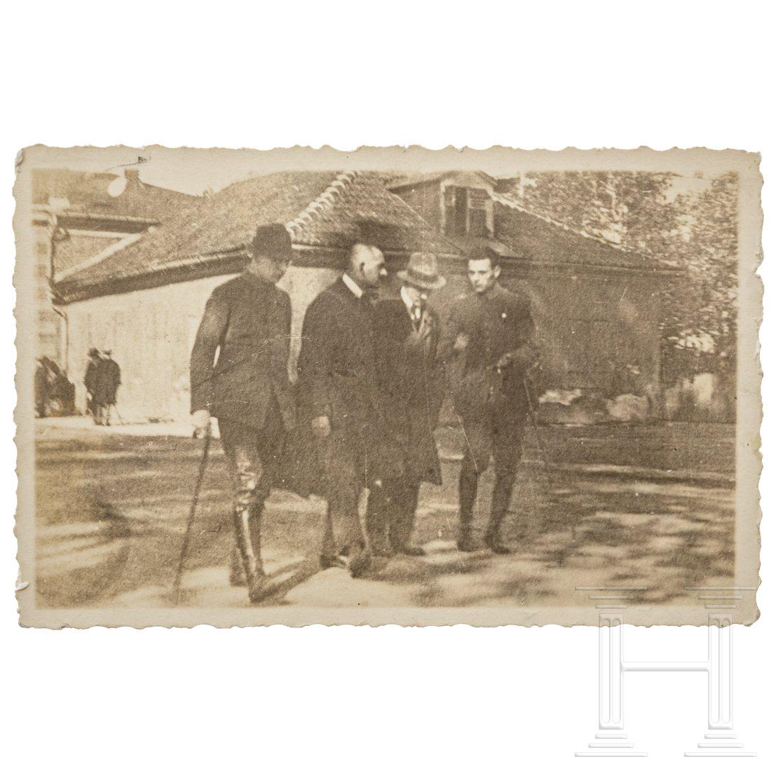 A postcard Hitler at the German Day in Coburg 1922 and: Eine sehr seltene, frÃ¼he Postkarte, s/w, ungelaufen, vorne mit einer Fotografen-Aufnahme von Hitler im GesprÃ¤ch mit Vertretern des Deutschen Tages in Coburg; dies war eine GroÃŸveranstaltung d