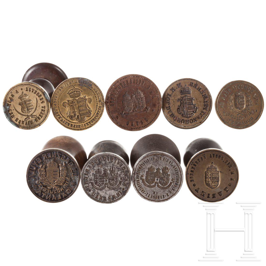 Eight official Hungarian seals and one punch, 19th (1 of 5)