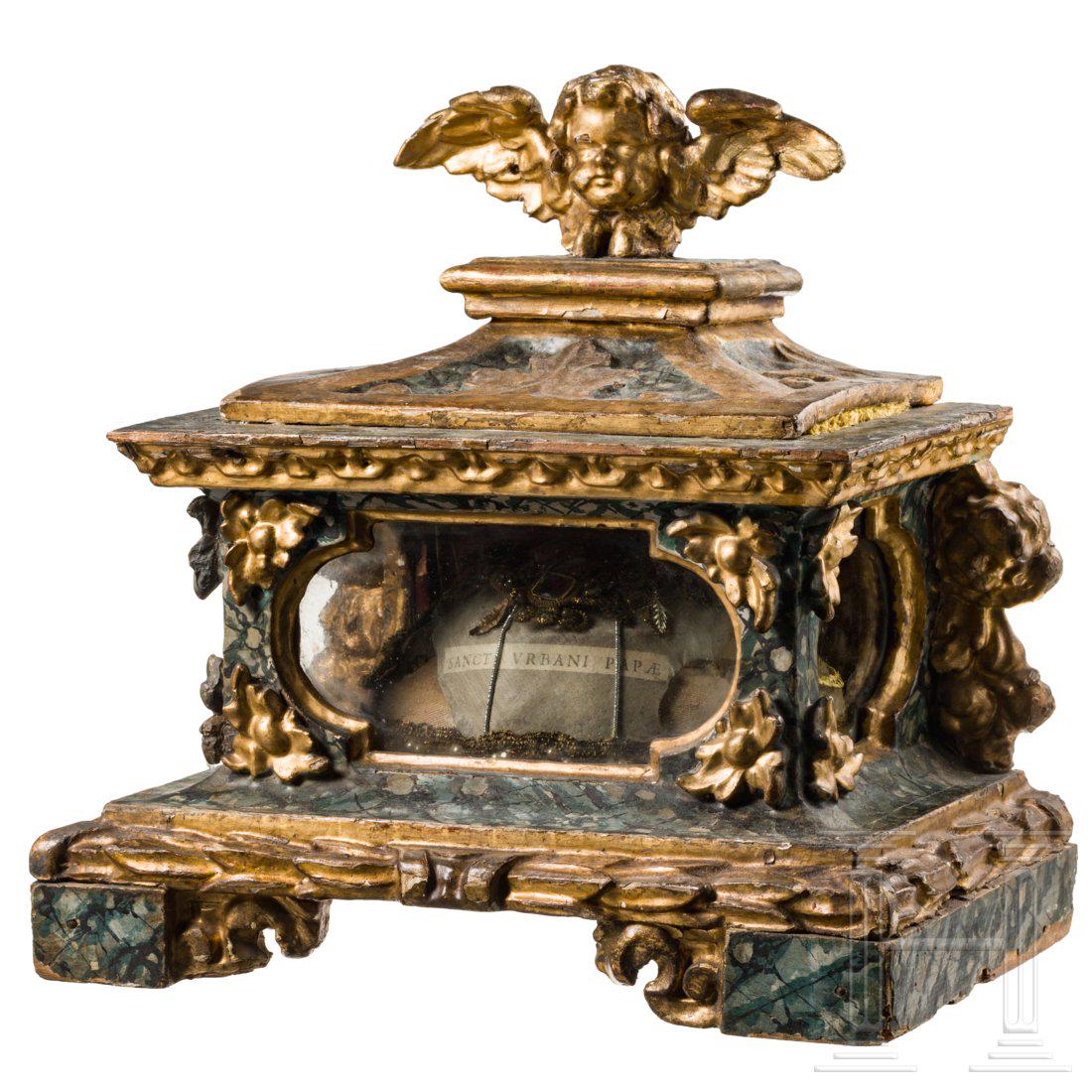 A small South German baroque display case with relic of (1 of 5)