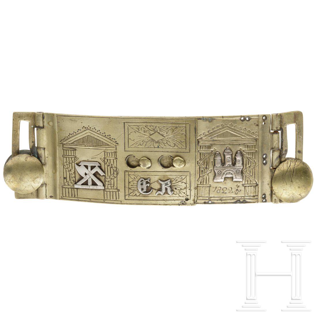 A Swabian carpenter's brass belt buckle, dated 1822 (1 of 2)