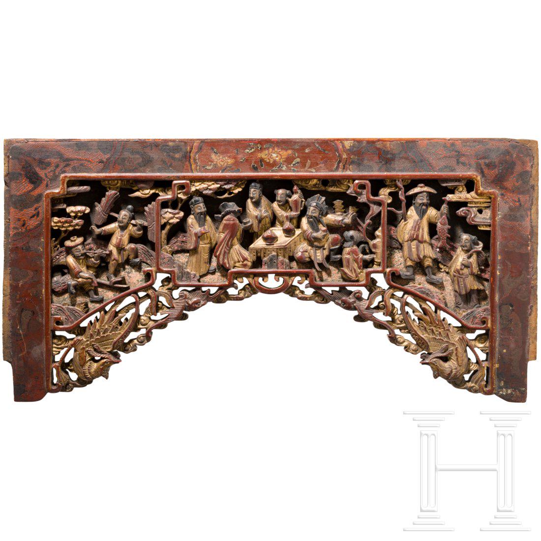 A carved wooden panel, China, 18th/19th century (1 of 4)