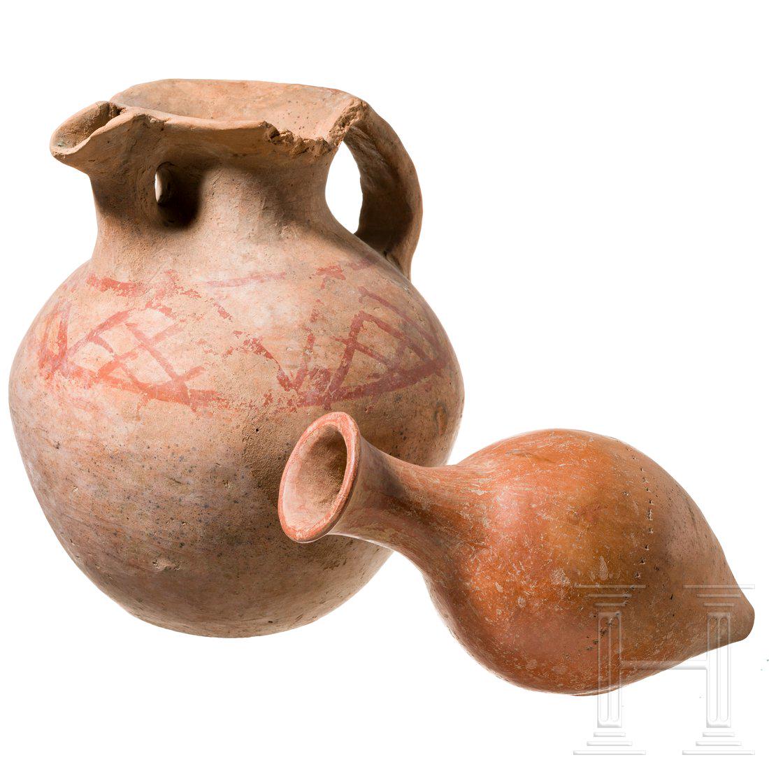 Jug and red-ground vessel, Eastern Mediterranean, 2nd - (1 of 2)