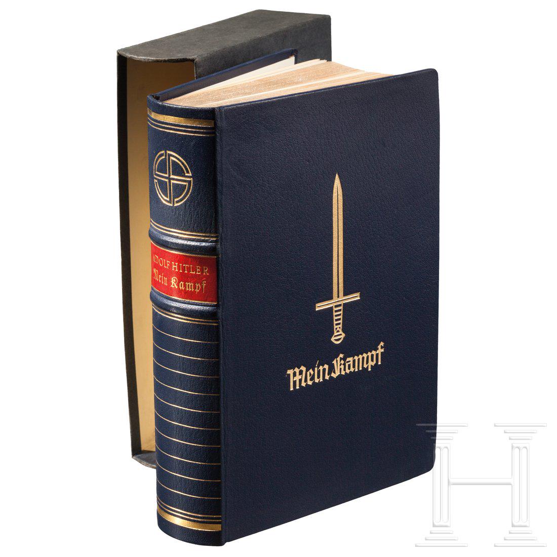 Adolf Hitler, anniversary edition "Mein Kampf" from: Adolf Hitler, anniversary edition "Mein Kampf" from 1939JubilÃ¤umsausgabe zum 50. Geburtstag des Reichskanzlers A. Hitler, Zentralverlag des NSDAP, Gesamtauflage 5. Mio., ca. 710 Seiten. Leder mit G