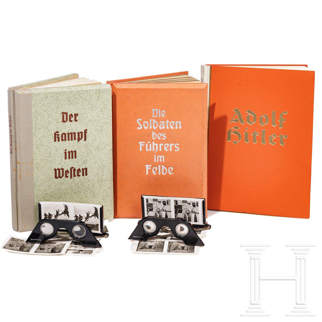 Two room picture albums and a cigarette picture album: Two room picture albums and a cigarette picture albumDie RBA beide vom Raumbild-Verlag Otto SchÃ¶nstein, MÃ¼nchen, jeweils komplett mit 100 Raumbildern und Raumbildbrille (EinbÃ¤nde etwas besto�