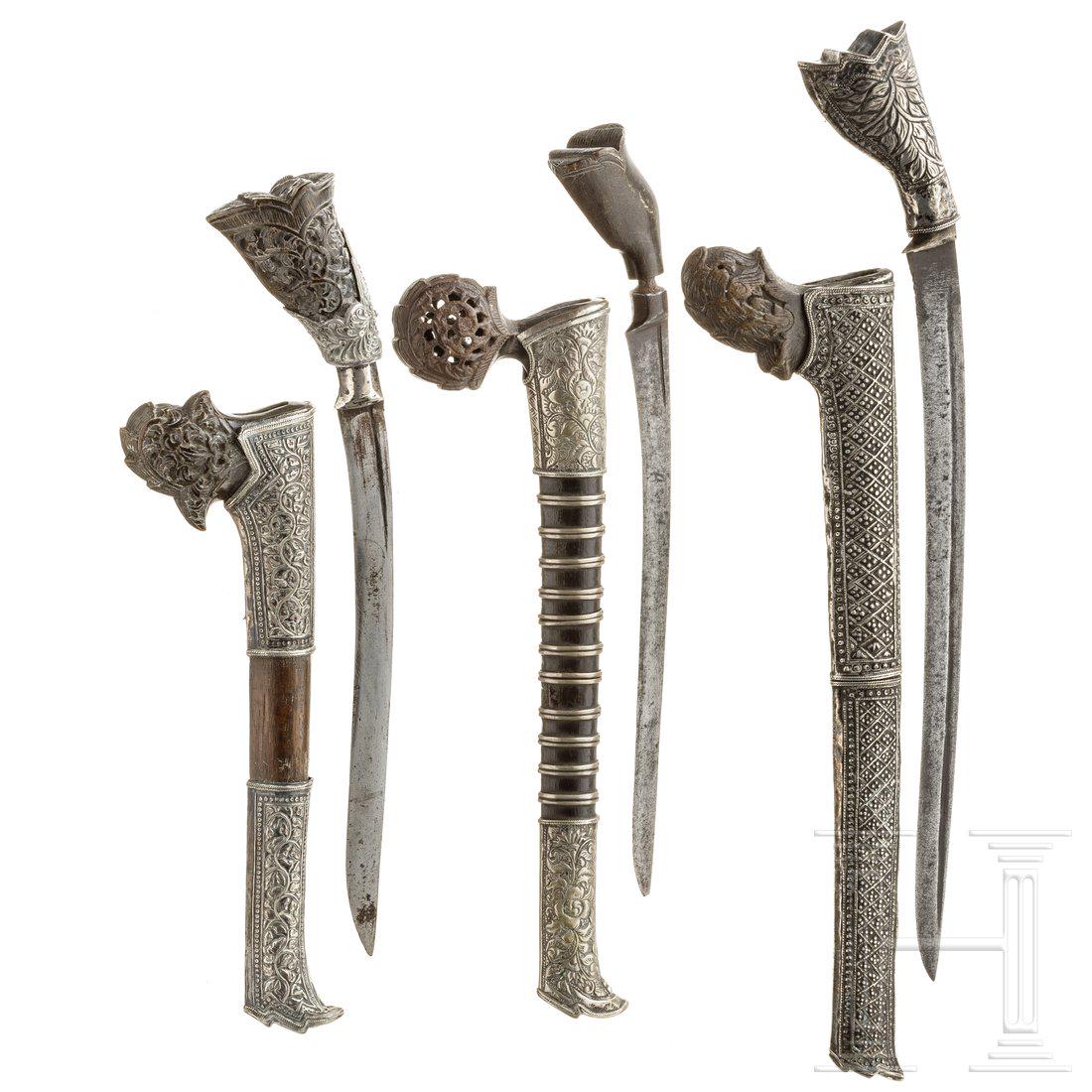 Three Malaysian bade-bade, circa 1900 (1 of 2)