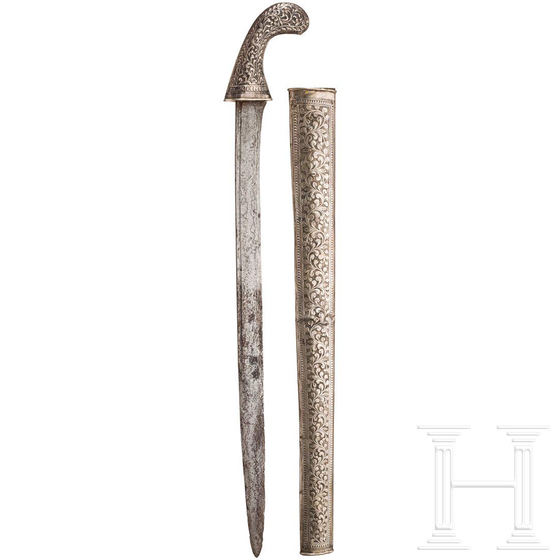 A nickel silver mounted pedang, Sumatra, circa 1900 (1 of 3)