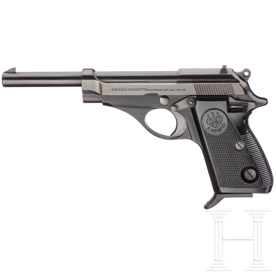 Beretta Mod. 72, Scheibenpistole: Beretta Mod. 72, ScheibenpistoleCal. .22 l.r., SN. M20070, blanker Lauf, LÃ¤nge 150 mm. ZehnschÃ¼ssig. Beschuss. Links am Verschluss Firmierung und Kaliber. VollstÃ¤ndige, originale BrÃ¼nierun
